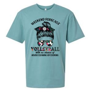 Weekend Forecastfunny Giftvolleyball No Chance House Cleaning Or Cook Gift Sueded Cloud Jersey T-Shirt