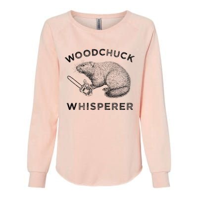 Woodchuck Funny Groundhog With Chainsaw Apparel Womens California Wash Sweatshirt