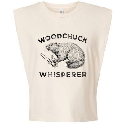 Woodchuck Funny Groundhog With Chainsaw Apparel Garment-Dyed Women's Muscle Tee