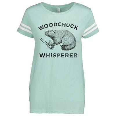 Woodchuck Funny Groundhog With Chainsaw Apparel Enza Ladies Jersey Football T-Shirt