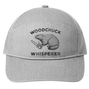 Woodchuck Funny Groundhog With Chainsaw Apparel 7-Panel Snapback Hat