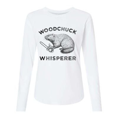 Woodchuck Funny Groundhog With Chainsaw Apparel Womens Cotton Relaxed Long Sleeve T-Shirt