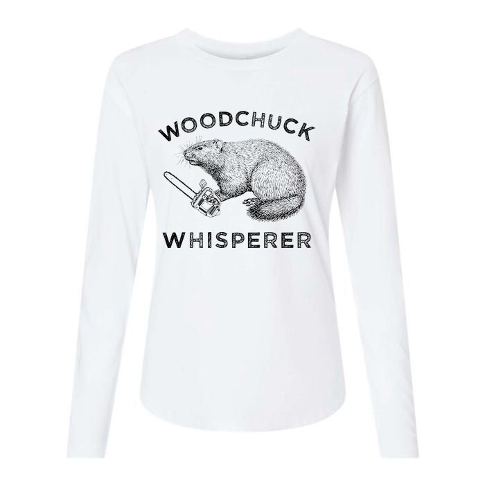 Woodchuck Funny Groundhog With Chainsaw Apparel Womens Cotton Relaxed Long Sleeve T-Shirt