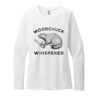 Woodchuck Funny Groundhog With Chainsaw Apparel Womens CVC Long Sleeve Shirt