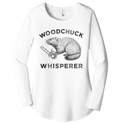 Woodchuck Funny Groundhog With Chainsaw Apparel Women's Perfect Tri Tunic Long Sleeve Shirt