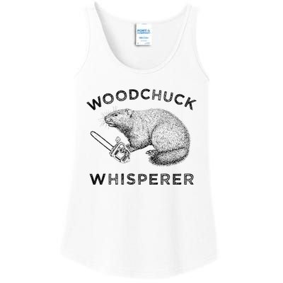 Woodchuck Funny Groundhog With Chainsaw Apparel Ladies Essential Tank