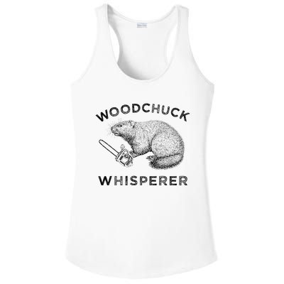 Woodchuck Funny Groundhog With Chainsaw Apparel Ladies PosiCharge Competitor Racerback Tank