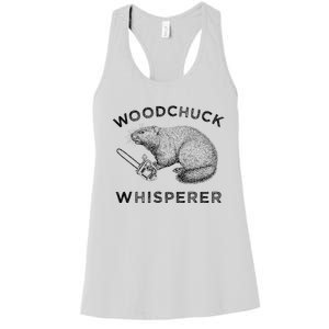 Woodchuck Funny Groundhog With Chainsaw Apparel Women's Racerback Tank