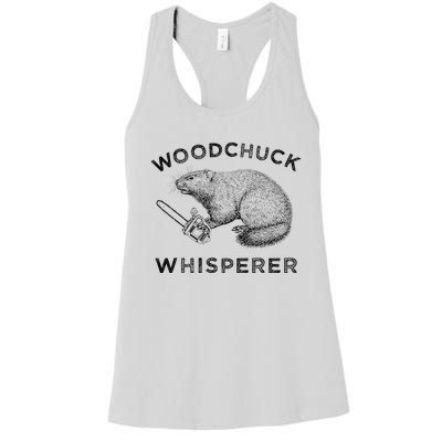 Woodchuck Funny Groundhog With Chainsaw Apparel Women's Racerback Tank