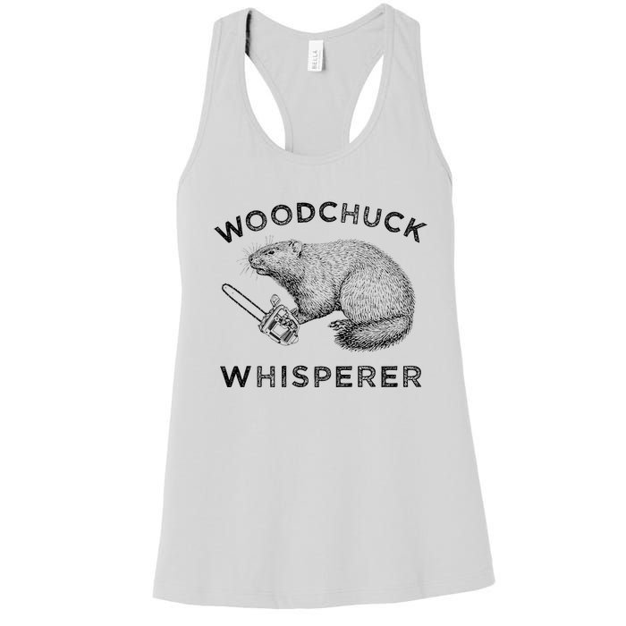 Woodchuck Funny Groundhog With Chainsaw Apparel Women's Racerback Tank