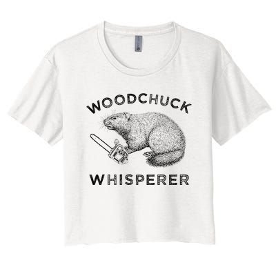 Woodchuck Funny Groundhog With Chainsaw Apparel Women's Crop Top Tee