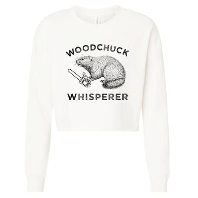 Woodchuck Funny Groundhog With Chainsaw Apparel Cropped Pullover Crew