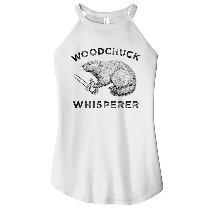 Woodchuck Funny Groundhog With Chainsaw Apparel Women's Perfect Tri Rocker Tank