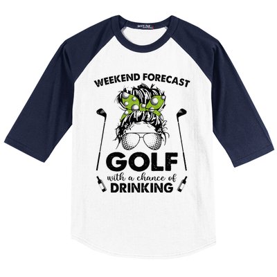 Weekend forecast golf with a chance of drinking Baseball Sleeve Shirt