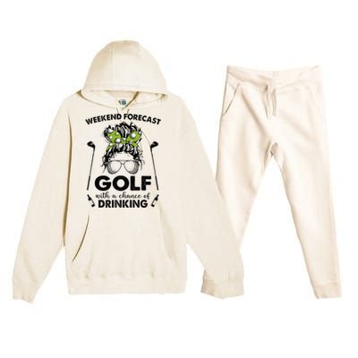 Weekend forecast golf with a chance of drinking Premium Hooded Sweatsuit Set