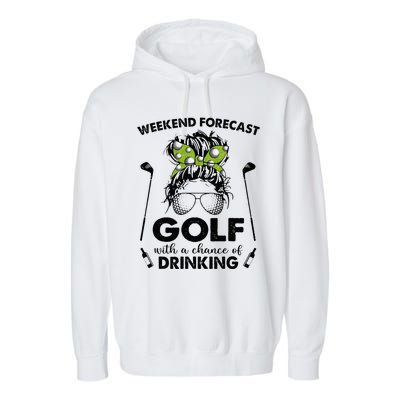 Weekend forecast golf with a chance of drinking Garment-Dyed Fleece Hoodie