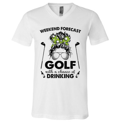 Weekend forecast golf with a chance of drinking V-Neck T-Shirt