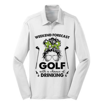 Weekend forecast golf with a chance of drinking Silk Touch Performance Long Sleeve Polo