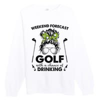 Weekend forecast golf with a chance of drinking Premium Crewneck Sweatshirt