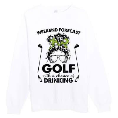 Weekend forecast golf with a chance of drinking Premium Crewneck Sweatshirt