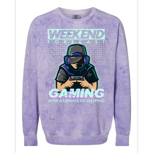 Weekend Forecast Gaming With A Chance Of Sleeping Colorblast Crewneck Sweatshirt