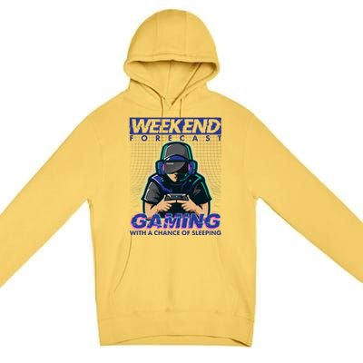 Weekend Forecast Gaming With A Chance Of Sleeping Premium Pullover Hoodie