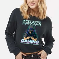 Weekend Forecast Gaming With A Chance Of Sleeping Cropped Pullover Crew