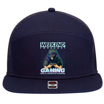 Weekend Forecast Gaming With A Chance Of Sleeping 7 Panel Mesh Trucker Snapback Hat