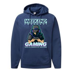 Weekend Forecast Gaming With A Chance Of Sleeping Performance Fleece Hoodie