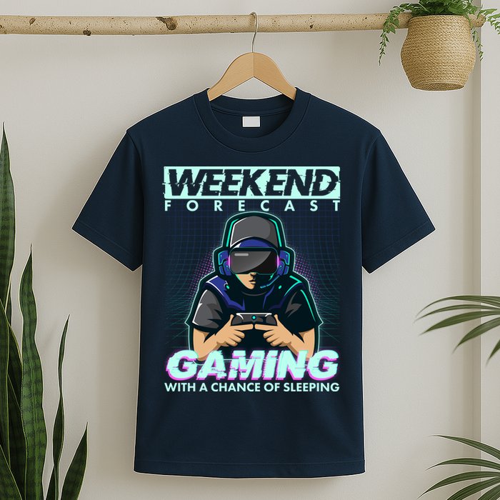 Weekend Forecast Gaming With A Chance Of Sleeping T-Shirt