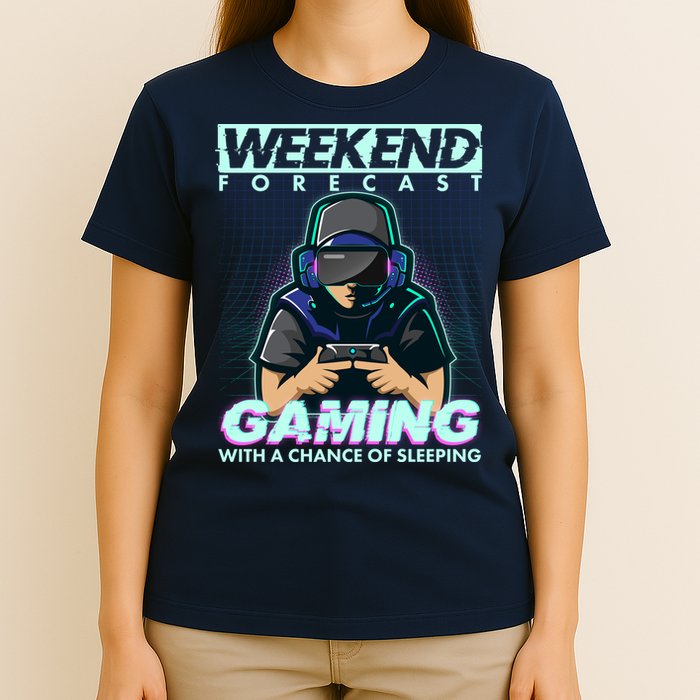 Weekend Forecast Gaming With A Chance Of Sleeping T-Shirt