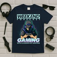 Weekend Forecast Gaming With A Chance Of Sleeping T-Shirt