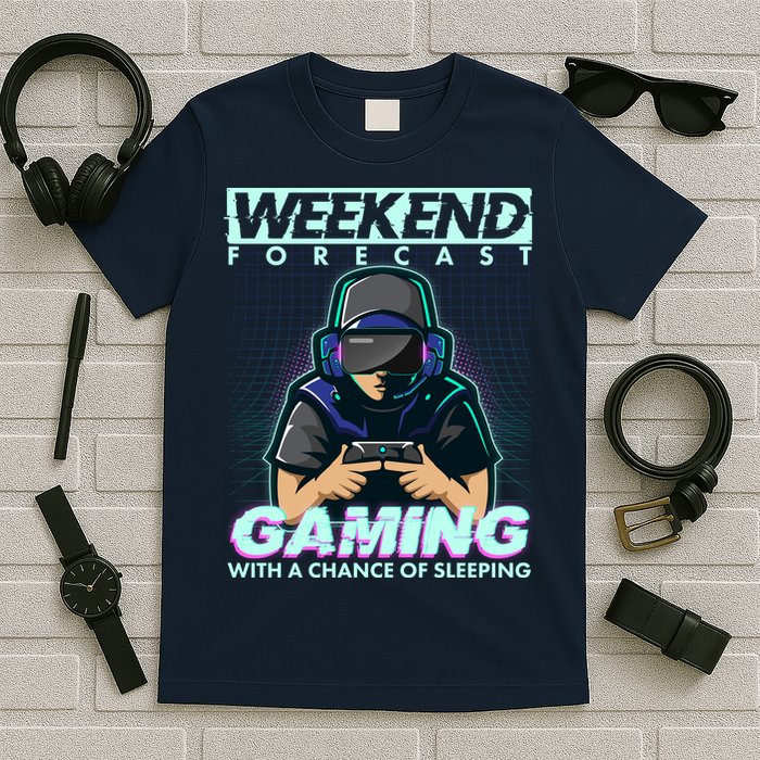 Weekend Forecast Gaming With A Chance Of Sleeping T-Shirt
