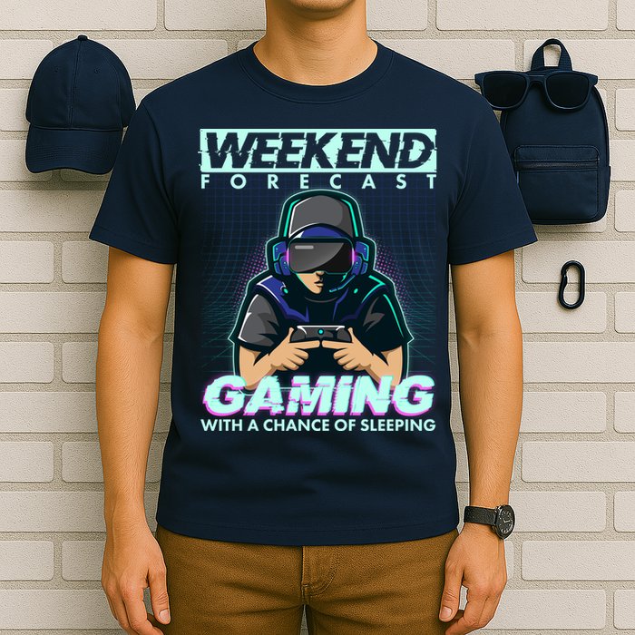 Weekend Forecast Gaming With A Chance Of Sleeping T-Shirt
