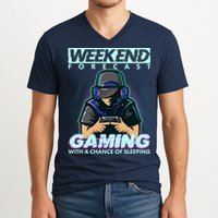 Weekend Forecast Gaming With A Chance Of Sleeping V-Neck T-Shirt