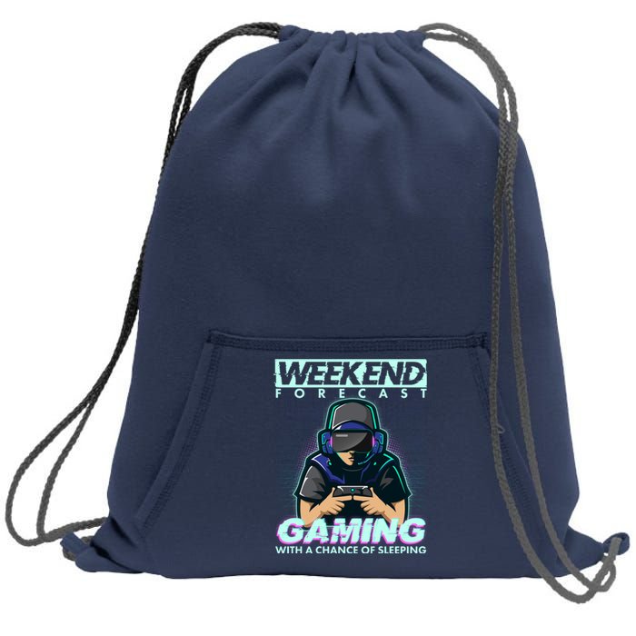 Weekend Forecast Gaming With A Chance Of Sleeping Sweatshirt Cinch Pack Bag