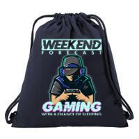 Weekend Forecast Gaming With A Chance Of Sleeping Drawstring Bag