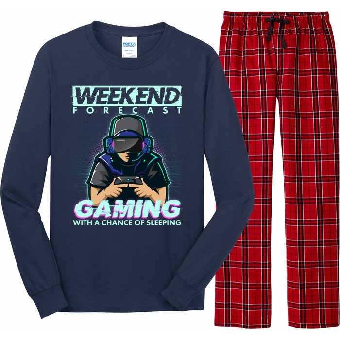 Weekend Forecast Gaming With A Chance Of Sleeping Long Sleeve Pajama Set