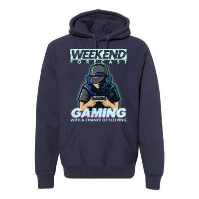 Weekend Forecast Gaming With A Chance Of Sleeping Premium Hoodie