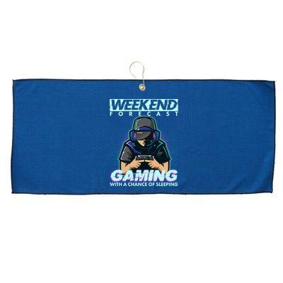 Weekend Forecast Gaming With A Chance Of Sleeping Large Microfiber Waffle Golf Towel