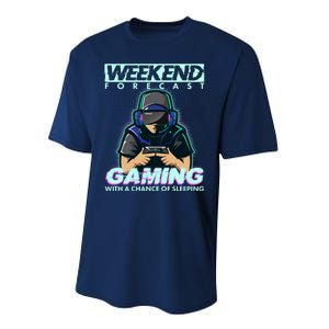 Weekend Forecast Gaming With A Chance Of Sleeping Performance Sprint T-Shirt