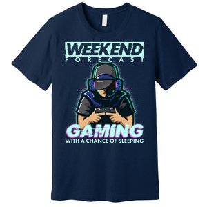 Weekend Forecast Gaming With A Chance Of Sleeping Premium T-Shirt