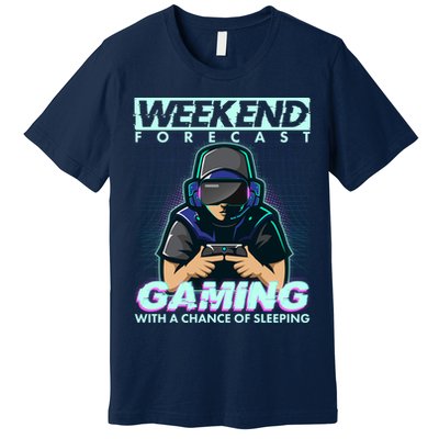 Weekend Forecast Gaming With A Chance Of Sleeping Premium T-Shirt