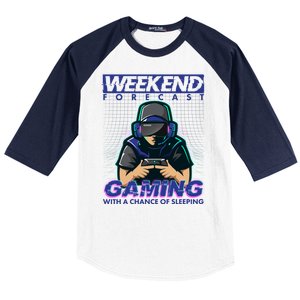 Weekend Forecast Gaming With A Chance Of Sleeping Baseball Sleeve Shirt