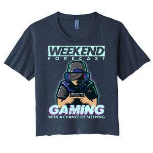 Weekend Forecast Gaming With A Chance Of Sleeping Women's Crop Top Tee