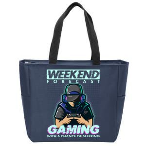 Weekend Forecast Gaming With A Chance Of Sleeping Zip Tote Bag