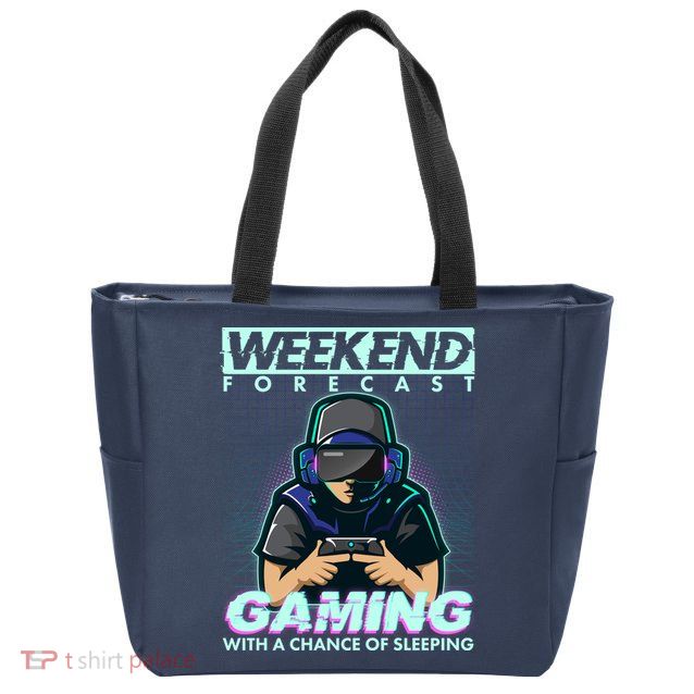 Weekend Forecast Gaming With A Chance Of Sleeping Zip Tote Bag