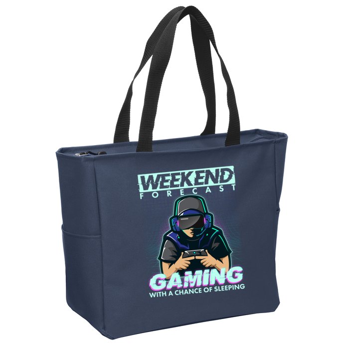 Weekend Forecast Gaming With A Chance Of Sleeping Zip Tote Bag