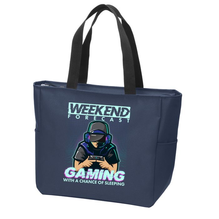 Weekend Forecast Gaming With A Chance Of Sleeping Zip Tote Bag