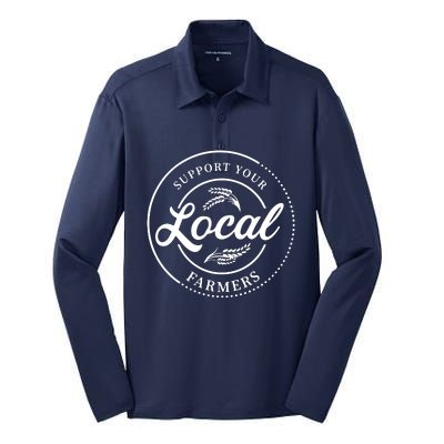 Womens Farmers Gift Support Your Local Farmers Silk Touch Performance Long Sleeve Polo